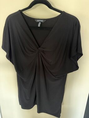 Elie Tahari Black Knot-Front Dolman Sleeve Tunic